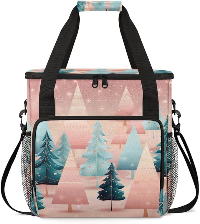 Christmas Tree Coffee Maker Carrying Bag Retro Tree Travel Storage Bag Compatible with K-Mini or K-Mini Plus Single Serve Coffee Brewer Carrying Case with Multiple Pockets &amp Shoulder Strap