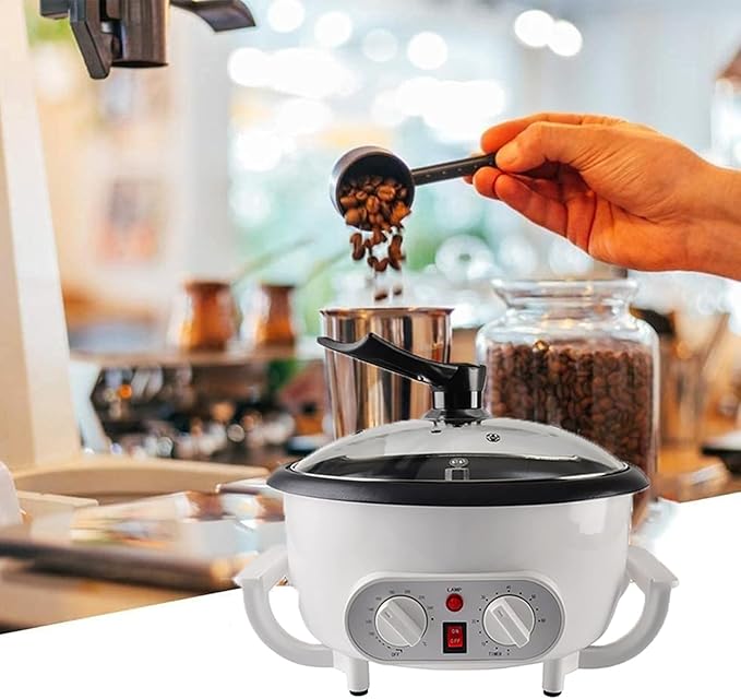 Coffee Roaster 1200W Grain Food Burning Machine 0-240℃ Temperature Adjustable And 0-60 Min Adjustable Coffee Maker For Coffee Raw Beans Peanuts Cereals Herbal Baking