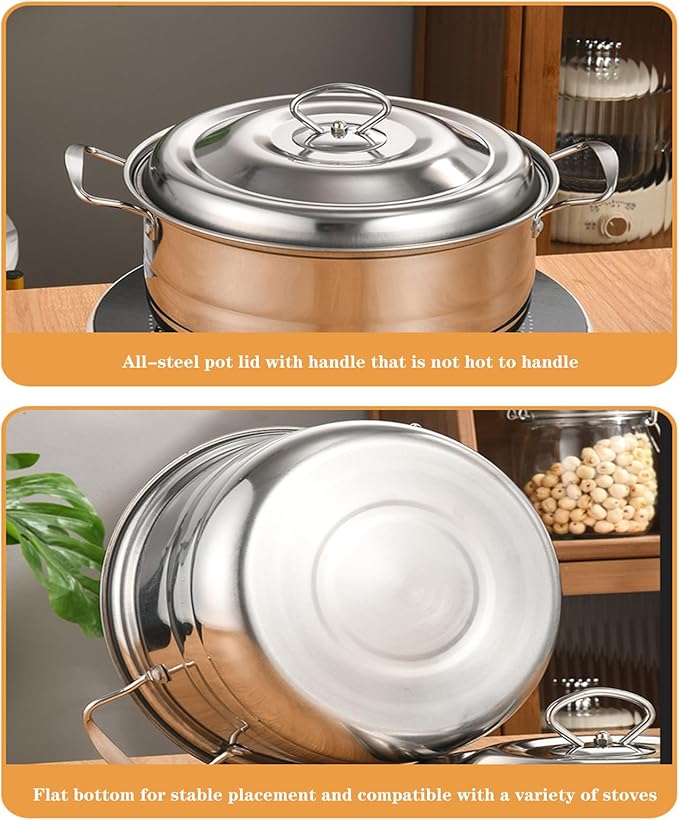 Kitchen Cookware Sets Stainless Steel Professional Pots and Pans Include Saucepan Sauté Pan Stockpot with Lids 4-Piece Silver (B) Variety Pack