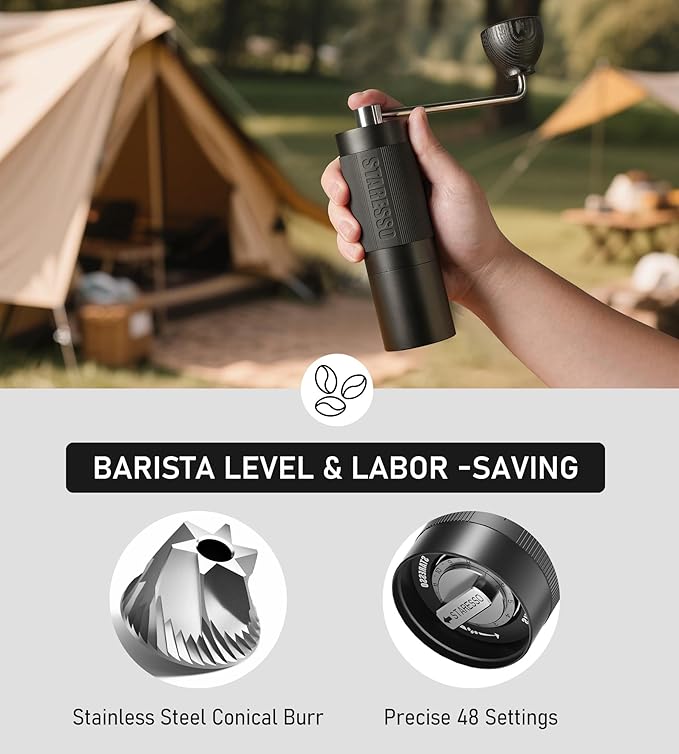 STARESSO 2026 Travel Kit Portable Espresso Maker &amp Grinder Set Dual Use for Ground Coffee &amp Pods No Power Needed Travel Case for Camping Hiking