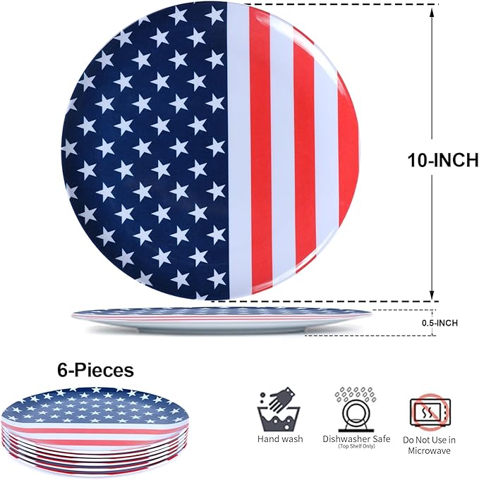 Melamine Dinnerware Sets Independence Day American Flag Melamine Dinner Plates Dishes &amp Bowls Set for 4th July