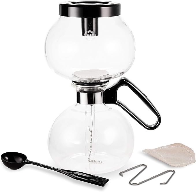 Yama Glass 8-Cup Stovetop Siphon Coffee Maker 24 Oz Vacuum Brew Heat-Resistant Borosilicate Glass