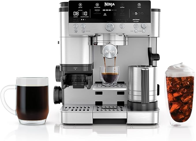 Ninja R-ES601 Luxe Café Premier Series Espresso Machine Drip Coffee Cold Brew Grinder Tamper Frother Silver (Renewed)