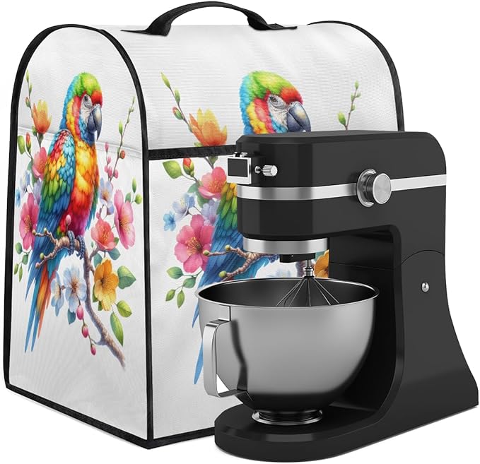 cfpolar Kitchen Aid Mixer Cover Compatible with 6-8 Quarts Animal Parrot Flower Stand Mixer Cover Kitchen Aid Mixers Accessories Appliance Organizer Bag Dust Covers with Zipper Pocket