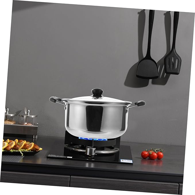 STOBAZA 1Set Stainless Steel Cookware Set Multifunctional Flat Bottom Frying Pan Soup Pot and Milk Pot for Induction Cooking for Noodles and Porridge Preparation Kitchen
