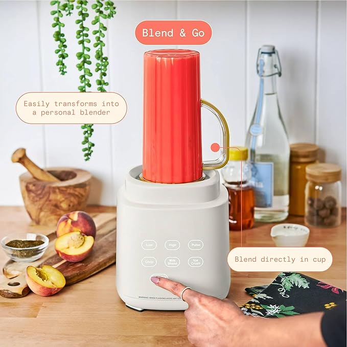 High Power Countertop Blender System with Multiple Speeds Ice Crushing Smoothie and Chopping Functions 50 oz Jar and 20 oz Single Serve Cup (White Icing)