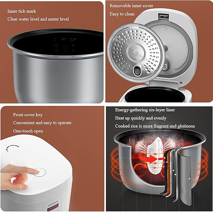 Rice Cooker 6-Layer Gathering Energy Non-Stick InnerReservation Rice Cooker for Family Dormitoryfor 2-4 People