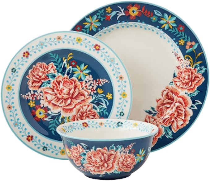 Stunning Keepsake Floral 12-Piece Stoneware Dinnerware Set Serves 4