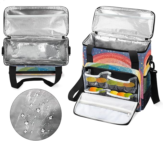 Rainbow Coffee Maker Carrying Bag Star Glitter Portable Travel Storage Tote Bag Compatible with K-Mini or K-Mini Plus Single Serve Coffee Brewer Carrying Case with Multiple Pockets &amp Shoulder St