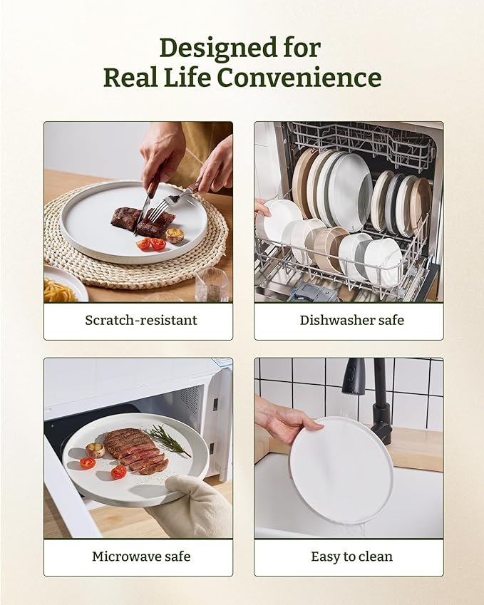 Famiware Nebula Plates and Bowls Set 12 Pieces Dinnerware Sets Dishes Set for 4 White