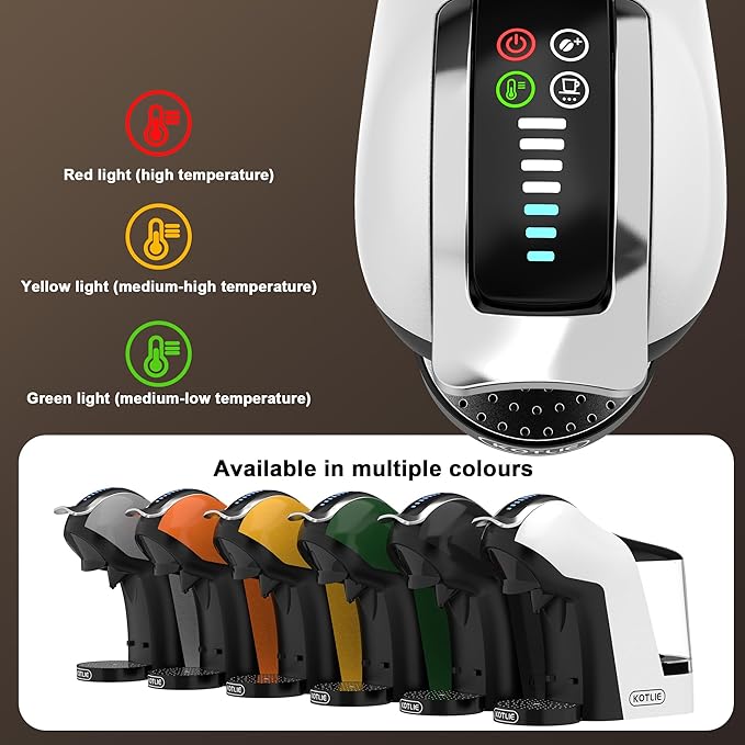 KOTLIE EM-308B Espresso Machine Single Serve Coffee Maker Compatible with Multiple Capsule Types Ground Coffee and ESE Pods 3 Temperatures 7 Water Volume Levels 34 Oz（White）