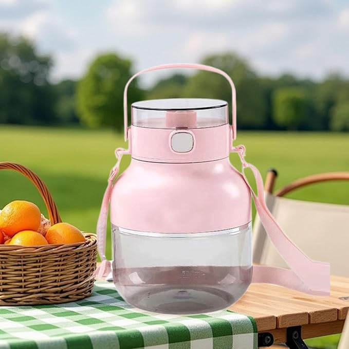 Electric Juicer Portable Blender 1000ml with Straw and Lid Travel Juicer Juice Blender for Home Picnic Pink