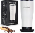 X Heated Coffee Mug 19 oz. 8 Hour Battery Life Self-Heating Adjustable Temp Controlled LCD Screen Includes Cover with Magnetic Slider (Black) (White)