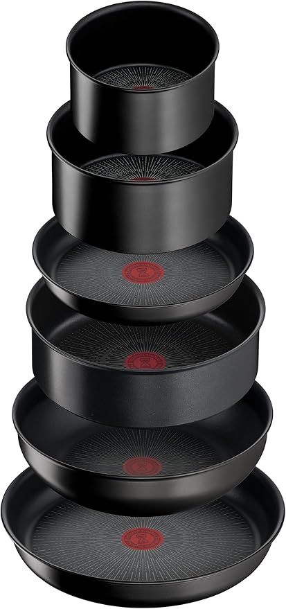 Tefal Ingenio Unlimited On 13 Piece Set Pots &amp Pans Set Stackable Easy Cleaning Non-Stick Coating Heat Indicator Induction Black L3959243