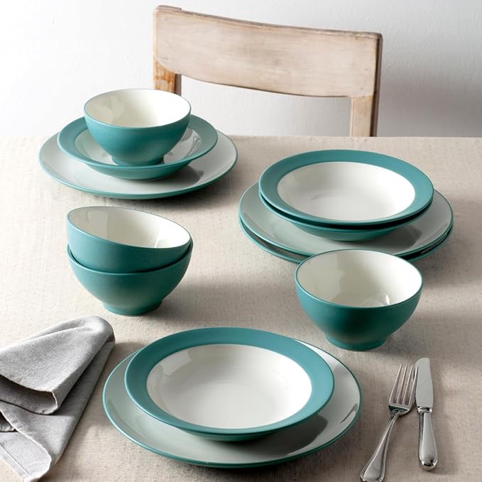 Noritake Colorwave Turquoise 12-Piece Coupe Dinnerware Set Service for 4