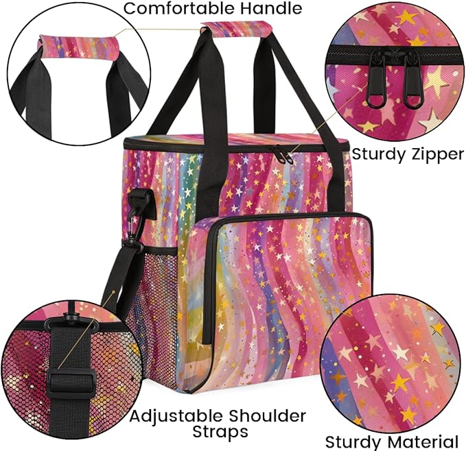 Rainbow Star Coffee Maker Carrying Bag Gold Star Travel Storage Bag Compatible with K-Mini or K-Mini Plus Single Serve Coffee Brewer Carrying Case with Multiple Pockets &amp Shoulder Strap