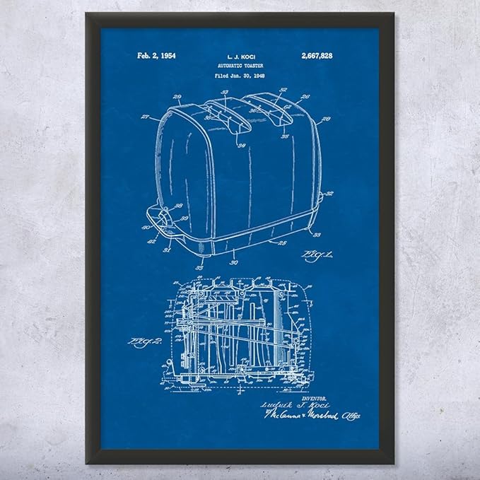Radiant Control Toaster Patent Framed Print (9x12) Kitchen Art Cooking Gift Toaster Blueprint Restaurant Decor Culinary Gift