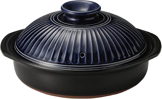 Ginpo Pottery Chrysanthemum Flower Earthenware Banko Ware (No. 9 / Lapis/For 4 People) Next Generation Earthenpot That Will Decorate Your Table Stylish Direct Fire