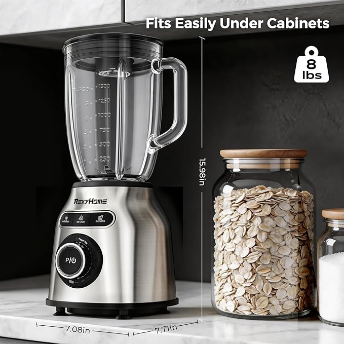 Blender with 3 Programs 1000W Heavy-Duty Countertop Blenders for Kitchen 59 Oz Glass Jar Auto Clean 8-Speeds &amp Pulse Function Blender for Smoothies Shakes Ice Crushing &amp Frozen Fruit