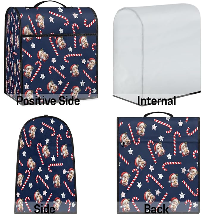cfpolar Kitchen Aid Mixer Cover Compatible with 6-8 Quarts Xmas Santa Candy Cane Stand Mixer Cover Kitchen Aid Mixers Accessories Appliance Organizer Bag Dust Covers with Zipper Pocket