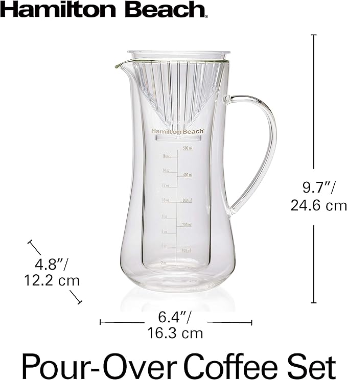 Hamilton Beach Pour Over Drip Coffee Maker 17 Ounces Glass Carafe