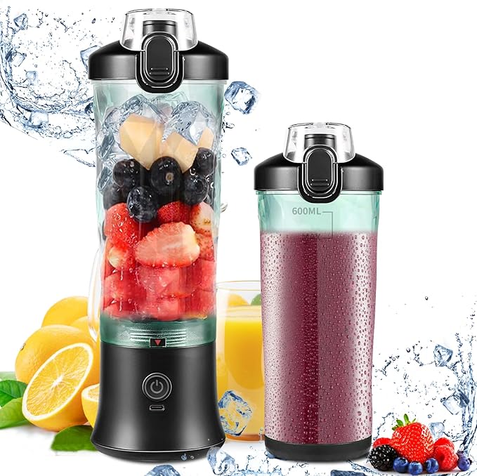Portable BlenderPersonal Size Blender for Shakes and Smoothies with 6 Blades20 Oz Mini fresh juicer Blender Cup USB rechargeable with Travel Lid for HomeOffice &amp Gym (Diamond Black)