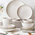 Ceramics Dinner Set Kitchen and Dining Service Durable Kitchen Dinnerware Set Dinner Salad Appitizer Dessert Plate Bowls Best for Indoor and Outdoor Party Creativity Villa Table Decor (A 18pcs)