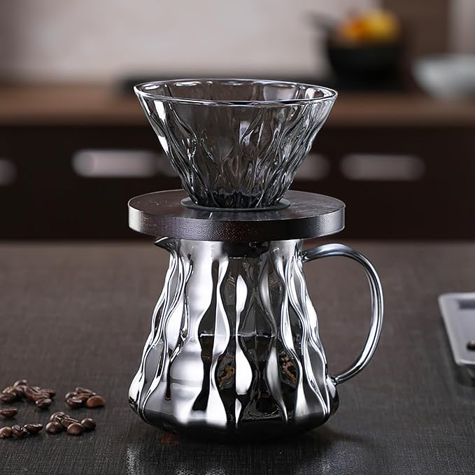 Pour Over Coffee Maker Drip Coffee Maker Single Serve Coffee Reusable Filter Holder Coffee Bar Accessories for Enthusiasts (Dark Set)