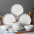 16 Pieces Dishware Sets Sophisticated Dinnerware Set for 4 Non-slip Bottom Plates and Bowls Dishes Sets High Temperature Firing Thick and Durability Safe and Healthy For Dessert Salad Soup Pasta