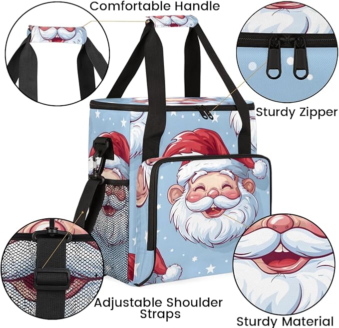 Cute Santa Claus Coffee Maker Carrying Bag Modern Santa Claus Travel Storage Bag Compatible with K-Mini or K-Mini Plus Single Serve Coffee Brewer Carrying Case with Multiple Pockets &amp Shoulder S