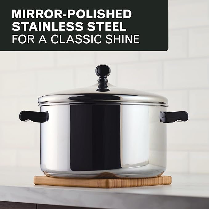 Farberware Classic Series Stainless Steel Pots and Pans with Baking Sheet Pan Cooking Tools and Lids Induction Ready Dishwasher Safe 10 Piece Cookware Set Metal Utensil Safe - Stainless Steel