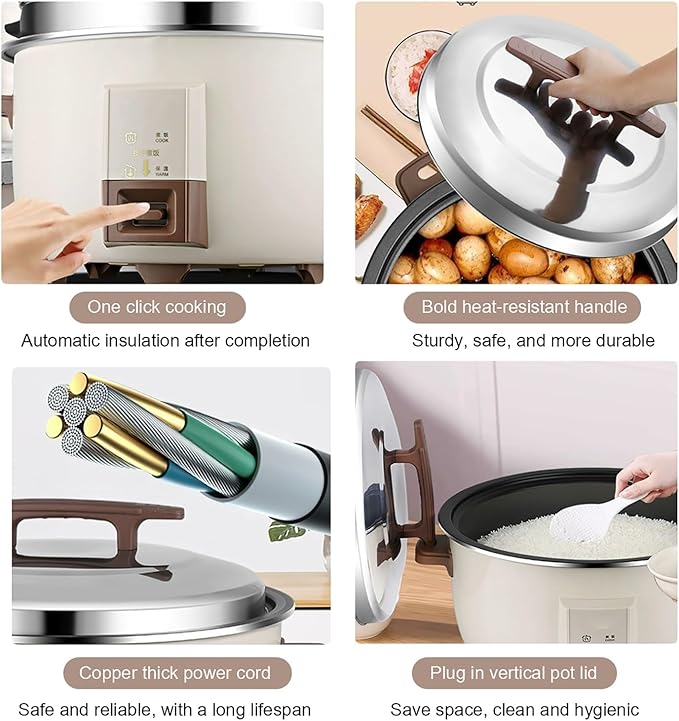 Rice Cooker/Commercial Large Capacity Rice Cooker with Food Steamer/Non-Stick Inner Potfor Restaurant/Hotel/Canteen/Construction Site Rice Cooker10L-1600W10L-1600W