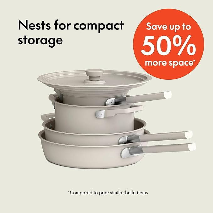 bella 9-Piece Cookware Set Fits-anywhere™ Kitchenware Oatmilk