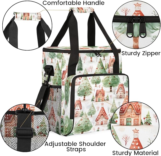 Xmas Tree Coffee Maker Carrying Bag Mystical Tree Travel Storage Bag Compatible with K-Mini or K-Mini Plus Single Serve Coffee Brewer Carrying Case with Multiple Pockets &amp Shoulder Strap