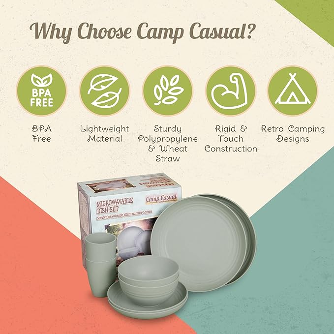 Camp Casual 8-Piece Outdoor Dinnerware Set - Mountain Sage