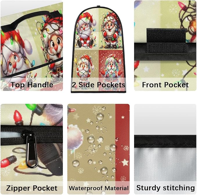 Kitchen Aid Mixer Cover Christmas Funny Santa Claus Stand Mixer Cover Compatible with 6-8 Quarts Stand Mixers Dust Covers with Zipper Pocket Foldable Washable Kitchen Aid Organizer Bag
