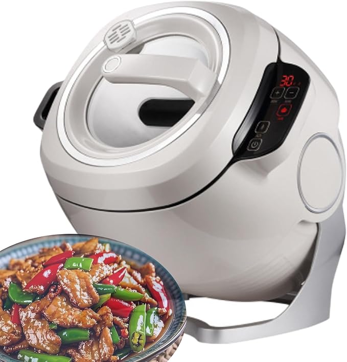 Automatic Cooker with Stir Auto Cooking Machine 6l Automatic Cooking Pot Fried Rice Machine 360 Degree Automatic Rotation for Stir-Frying Stewing
