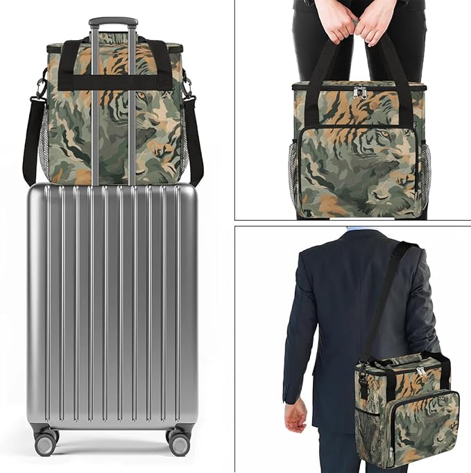 Abstract Camouflage Tiger Coffee Maker Carrying Bag for Keurig K-Mini or K-Mini Plus Storage Portable Coffee Maker Travel Bag
