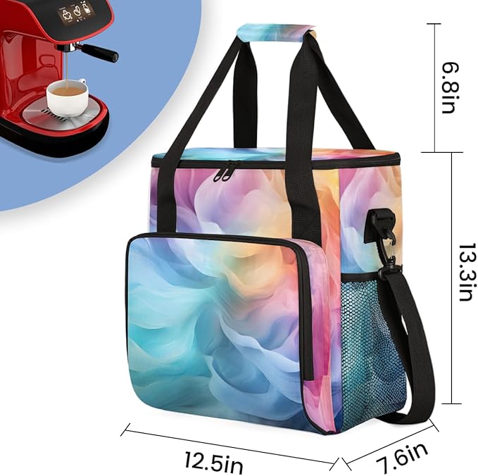 Tie Dyeing Coffee Maker Carrying Bag Mandala Portable Travel Storage Tote Bag Compatible with K-Mini or K-Mini Plus Single Serve Coffee Brewer Carrying Case with Multiple Pockets &amp Shoulder Stra