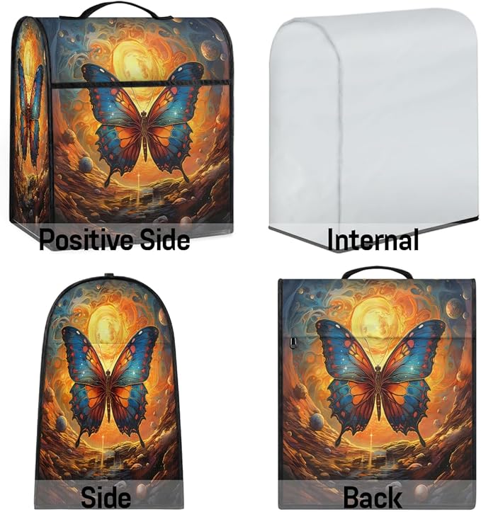 cfpolar Kitchen Aid Mixer Cover Compatible with 6-8 Quarts Butterfly Animal Universe Stand Mixer Cover Kitchen Aid Mixers Accessories Appliance Organizer Bag Dust Covers with Zipper Pocket