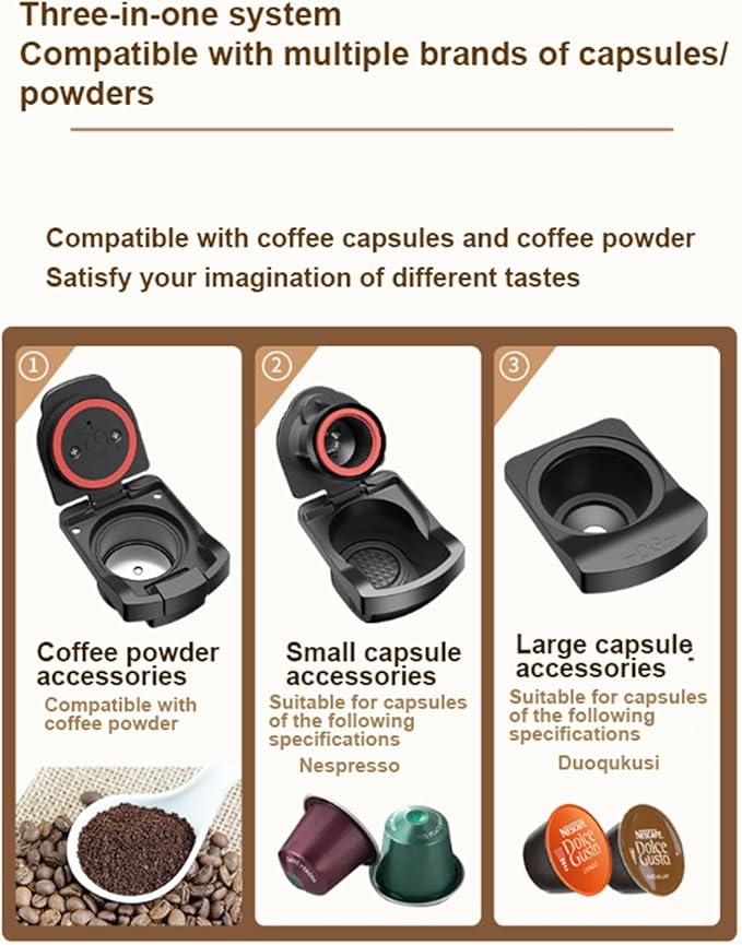 Capsule Coffee Machine with 800ml Water Tank|Single Serve Coffee Maker for Ground Coffee|Coffee Brewer|Espresso Machine |Compact Design|20 bar|1400W