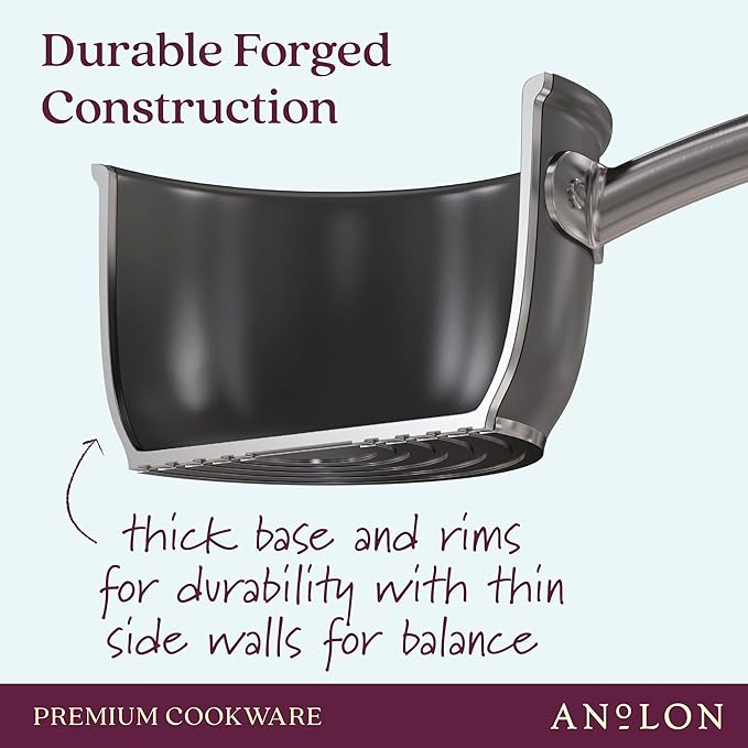 Anolon Accolade Forged Hard Anodized Nonstick Frying Pans/Skillet Set 8 Inch and 10 Inch - Moonstone Gray
