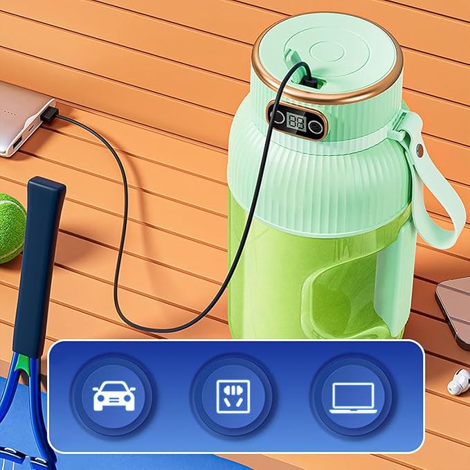 Multifunctional Portable Juicer Cup with Digital Display Portable Smoothie Blender on the Go Portable Blender USB Rechargeable Juice Cup Blender (M01)