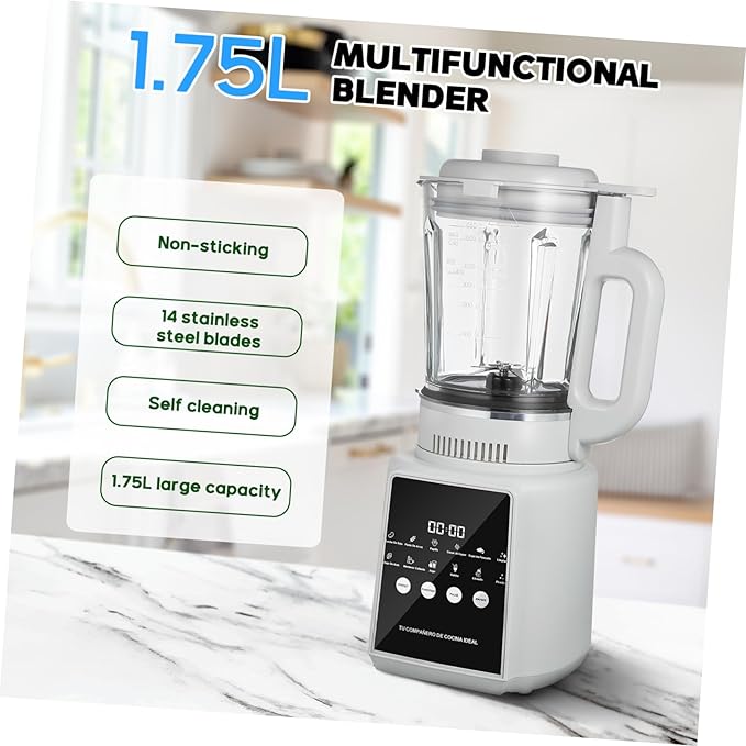 110v Smoothies Blender Fruit Juicer High Speed Electric Blender Capacity Food Processor Non-stick Jar Self-cleaning Feature Low Noise Touch Display for Kitchen