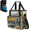 Wooden House Pumpkin Sunflower Truck Coffee Maker Carring Bag Travel Carrying Storage Tote Bag Compatible with Keurig K-Mini or K-Mini Plus Portable Single Serve Coffee Brewer Case with Pockets