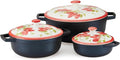 IMUSA 0.5/1.5/3.7qt Carmen de Viboral Cast Aluminum Nonstick Caldero 6pc Set with Floral Ceramic Lids (Drop Ship) Black - 14/18/24cm