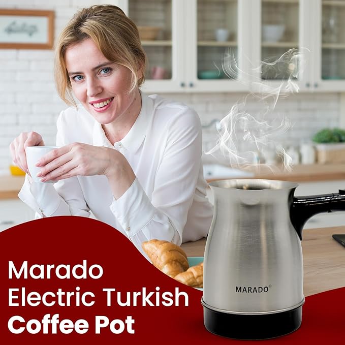 MARADO — Arabic/Turkish Foldable/Portable — Electric Coffee pot — Stainless Steel — up to 5 cups
