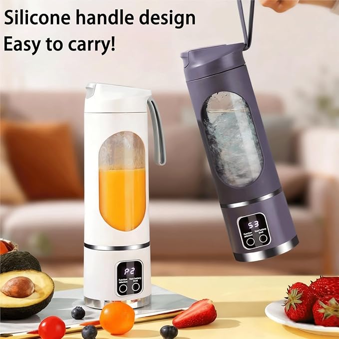 Portable Blender for Shakes &amp Smoothies Digital Display Juicer with 12 Stainless Steel Blades USB Rechargeable Mini Blender 3-Speed Ice Crusher Smoothie Maker for Home &amp Travel (15.2oz) (Pu