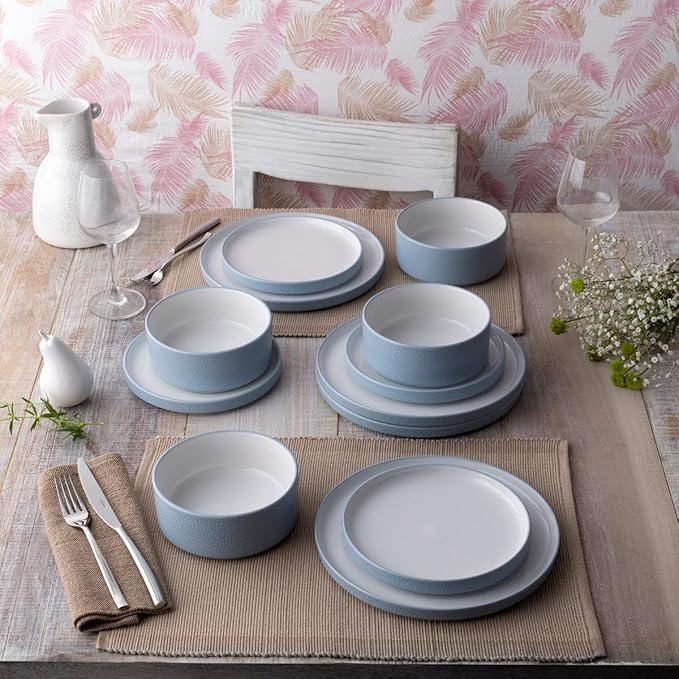 Noritake ColorTex Stone Aqua 12-Piece Dinnerware Set Service for 4