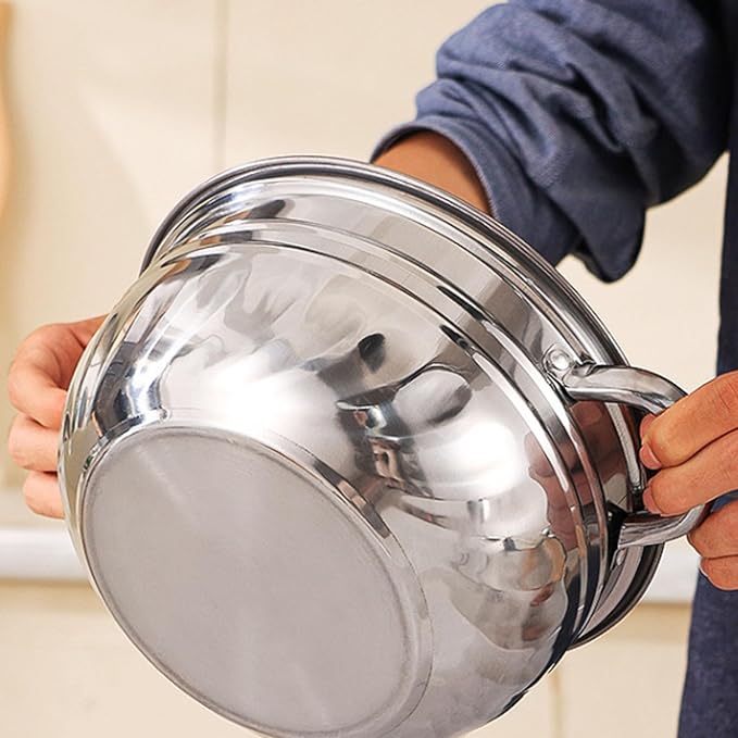 Kitchen Cooking Set Stainless Steel Stockpot Set Even Heat Distribution Stainless Steel Handles Compact and Easy to Clean Ideal for Personal Kitchens Easy to Carry